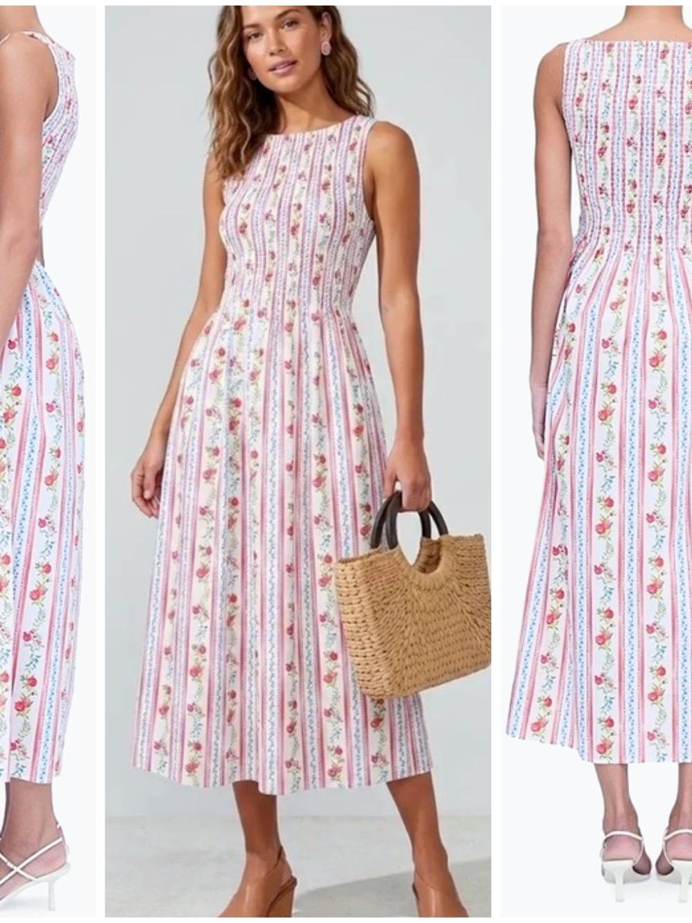Caroline Constas, Smocked Maxi Dress In Striped Pomegranate Print - Picture 2 of 2